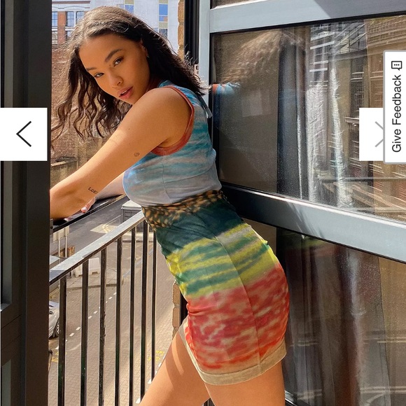 Urban Outfitters Mesh Landscape Y2K Mini Dress Size Small - Picture 4 of 13